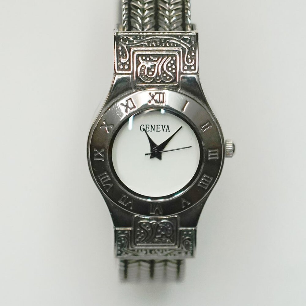Woman's Silver Finish Geneva Watch